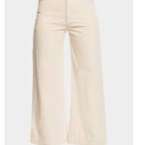 Roxy Cream Corduroy Pants with Leather Logo Patch